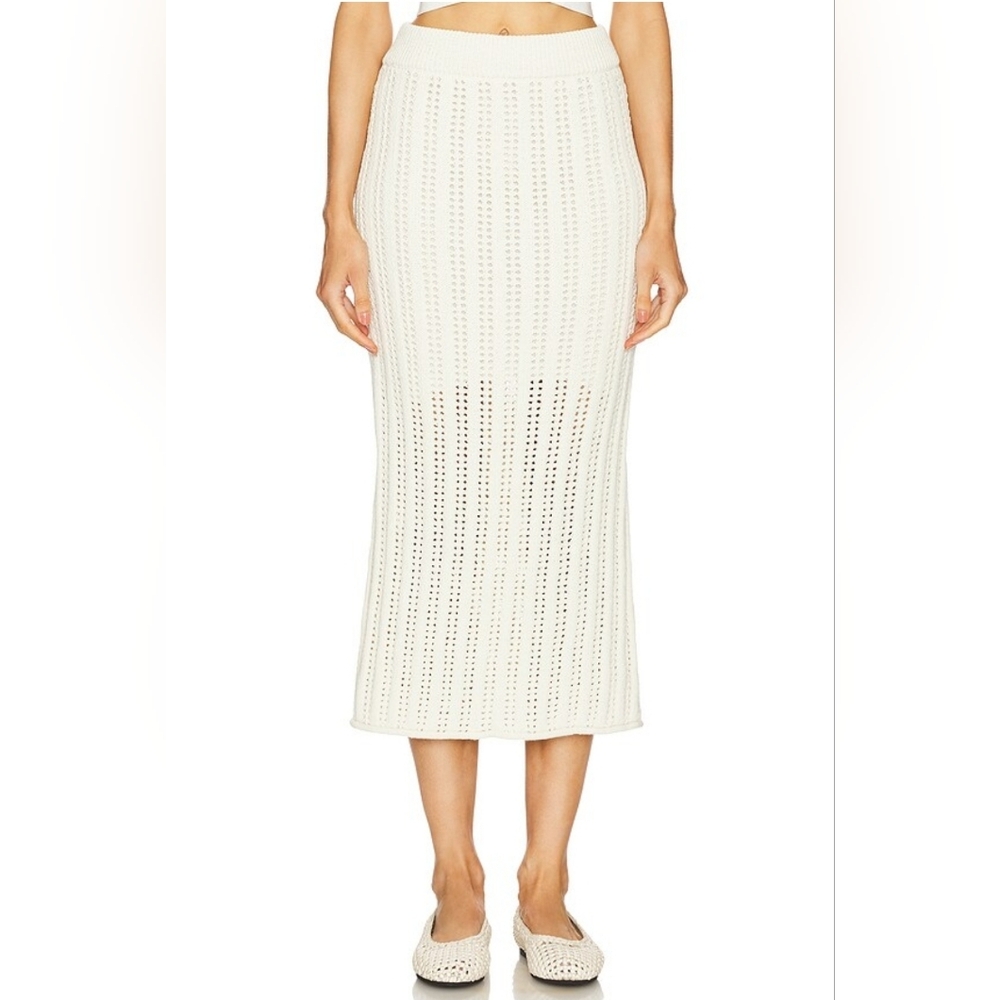 A.L.C. Aurora Cotton Blend Midi Skirt in Parchment Beige New - Picture 1 of 5